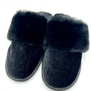 Coach New York Ziva Slipper - Never Worn NWOT -Black Faux Fur EUR 39.5 USA 9B